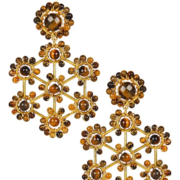 Lisi Lerch Jewelry - Lisi Lerch Vivi Tiger Eye Earrings | CLIP ON Lisi Lerch Jewelry - Lisi Lerch Vivi Tiger Eye Earrings | CLIP ON